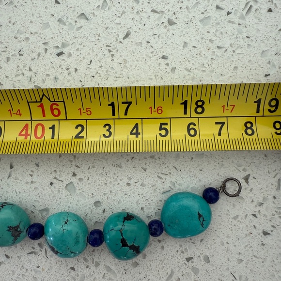 Turquoise and Lapis Necklace with Sterling Silver Clasp - Picture 7 of 8